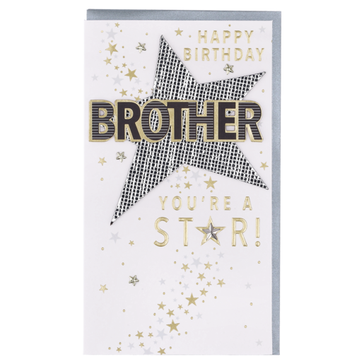 Champagne Happy Birthday Brother You're A Star Card