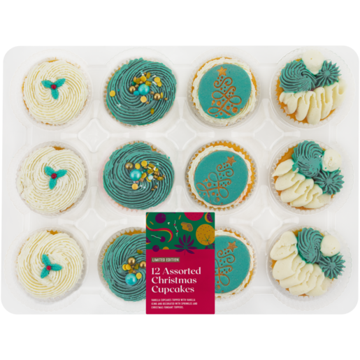 Limited Edition Assorted Christmas Cupcakes 12 Pack