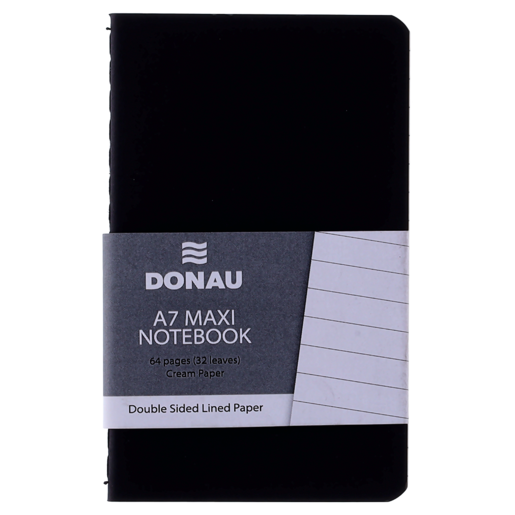 Donau Black A7 Double-Sided Lined Elastic Pocket Maxi Notebook