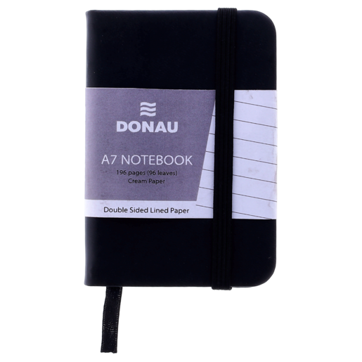 Donau Black A7 Double-Sided Lined Soft Cover Pocket Notebook