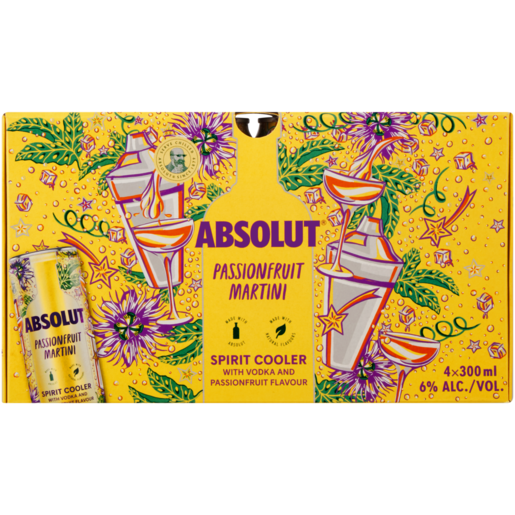 Absolut Passionfruit Martini Spirit Coolers Cans 4 x 300ml 