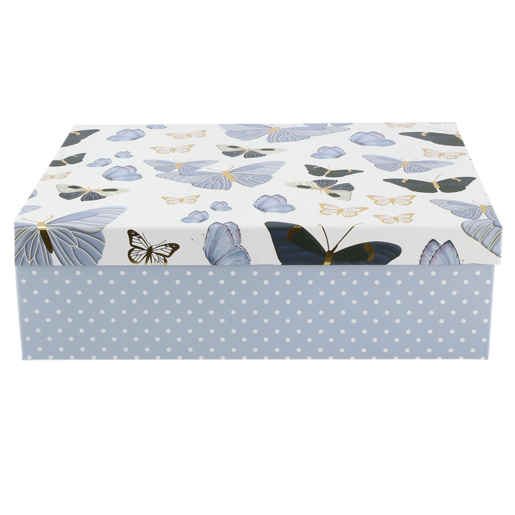 Creative Light Blue & White Butterfly Large Foil Gift Box