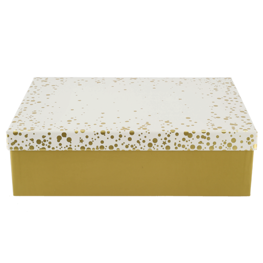 Creative White & Gold Polka Dot Medium Foil Gift Box