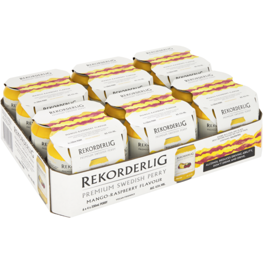 Rekorderlig Mango Raspberry Flavour Premium Swedish Perry Cans 24 x 330ml 