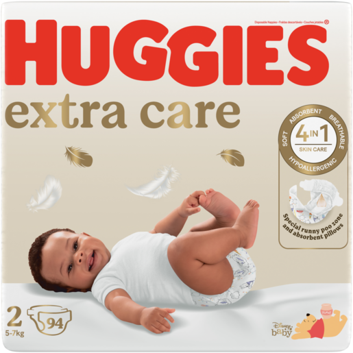 Huggies Extra Care Size 2 Disposable Nappies 94 Pack