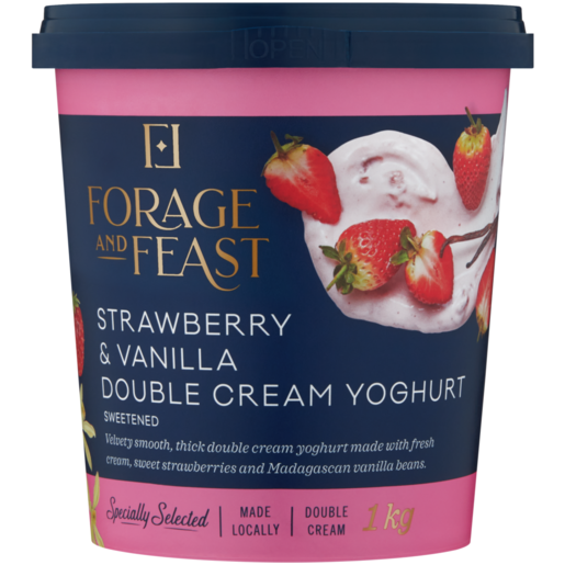 Forage And Feast Strawberry & Vanilla Double Cream Yoghurt 1kg 