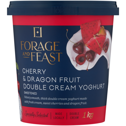 Forage And Feast Cherry & Dragon Fruit Double Cream Yoghurt 1kg 
