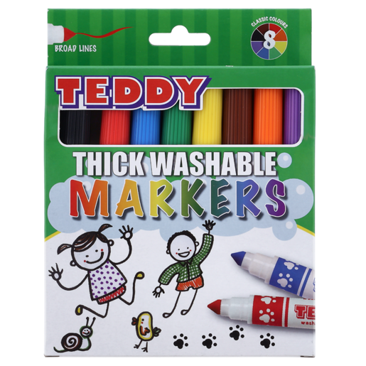 Teddy Thick Washable Markers 8 Pack