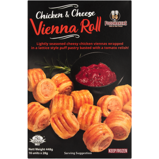 Foodmakers Frozen Chicken & Cheese Vienna Roll 16 x 28g 