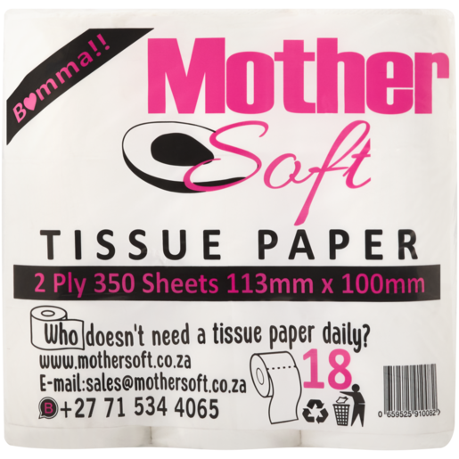 Mothersoft White 2 Ply Tissue Paper 18 Pack