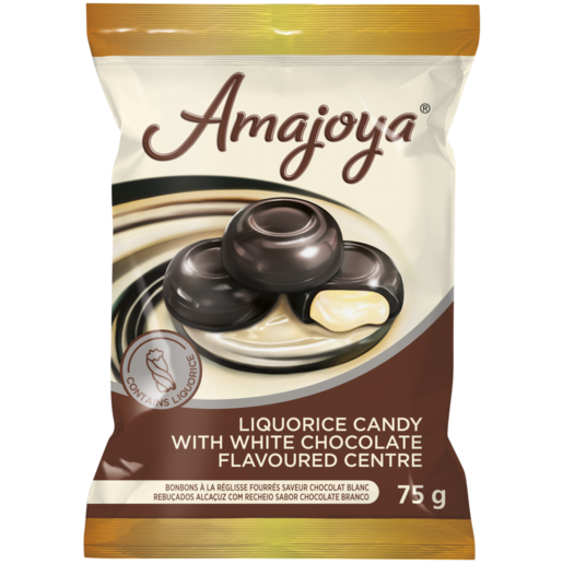 Amajoya Liquorice Candy with White Chocolate Flavoured Centre 75g