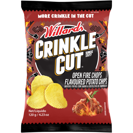 Willards Crinkle Cut Open Fire Chops Flavoured Potato Chips 120g