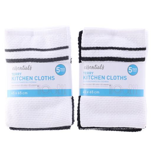 Essentials Bulgaria Kitchen Cloths 5 Pack (Colour May Vary)