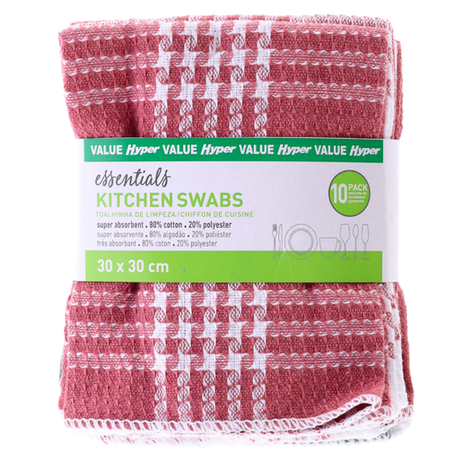 Essentials Slovakia Kitchen Swab 10 Pack (Colour May Vary)