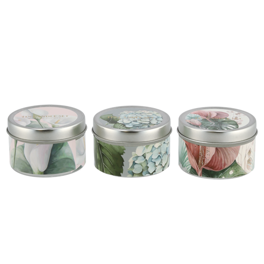A Sea Of Flower Tin Candle Set 3 Piece