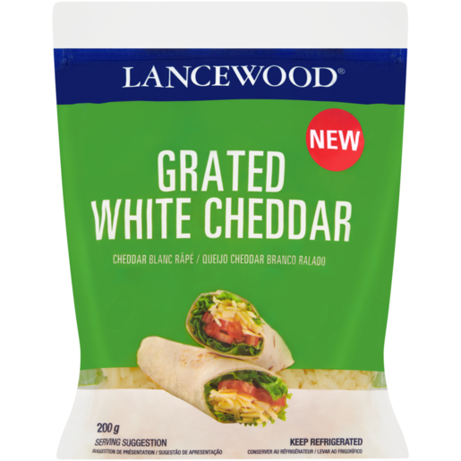 LANCEWOOD Grated White Cheddar Cheese 200g 