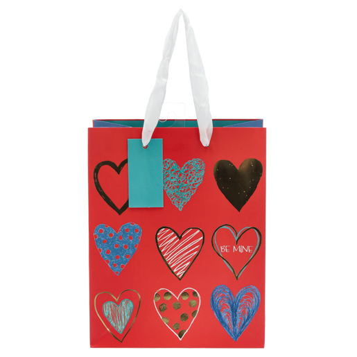 Sketchy Hearts Medium Foiled Gift Bag