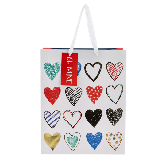 Sketchy Hearts Large Foiled Gift Bag