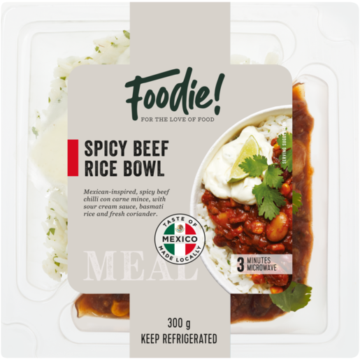Foodie! Spicy Beef Rice Bowl Ready Meal 300g 