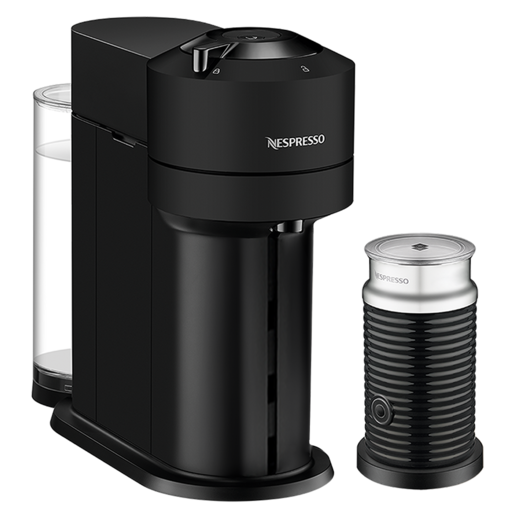 Nespresso Vertuo Next Matte Black Coffee Machine with Nespresso Aeroccino 3 Milk Frother
