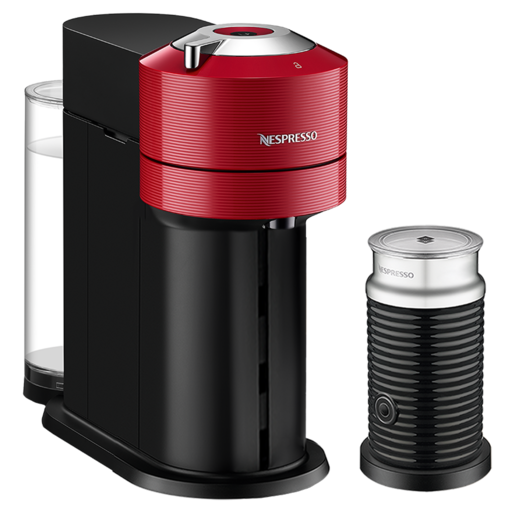 Nespresso Vertuo Next Red Coffee Machine with Nespresso Aeroccino 3 Milk Frother