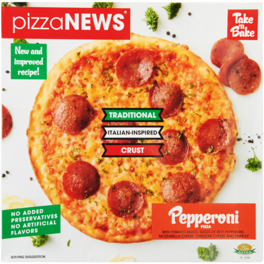 pizzaNEWS Take 'n Bake Frozen Italian Crust Pepperoni Pizza 305g 