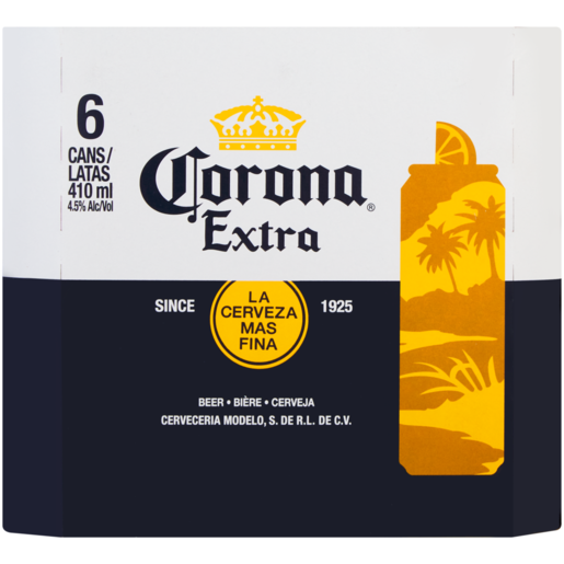 Corona Extra Beer Cans 6 x 410ml 