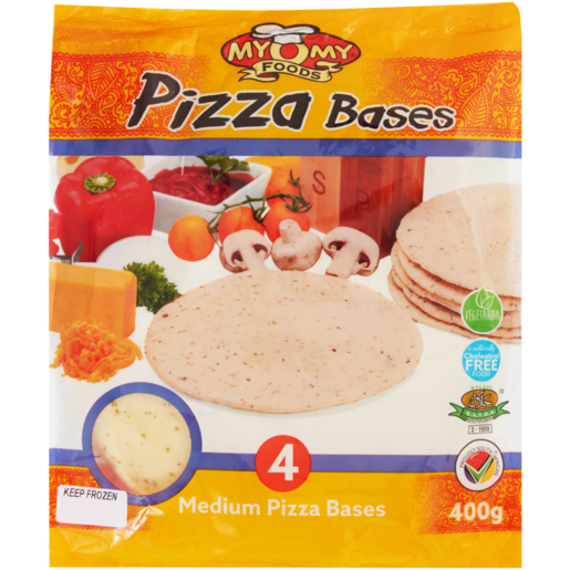 MyOMy Foods Medium Frozen Medium Pizza Bases 4 Pack