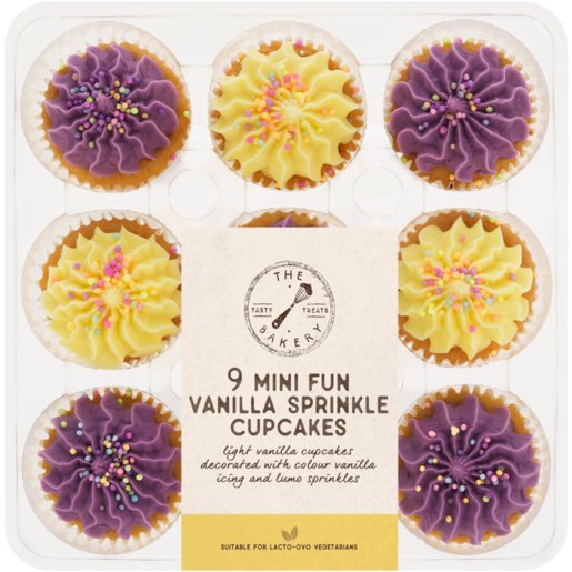 The Bakery Mini Fun Vanilla Sprinkle Cupcakes 9 Pack
