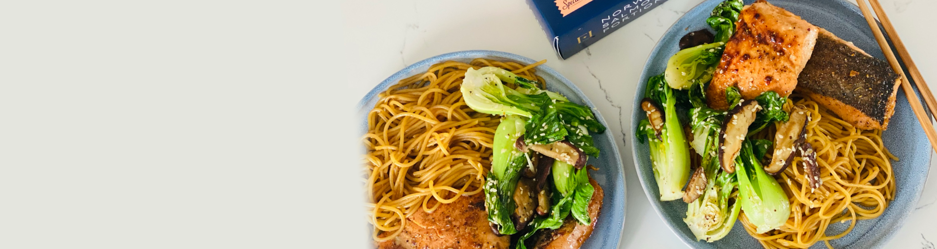 Salmon Noodles & Stir-Fried Bok Choy by Zola Nene