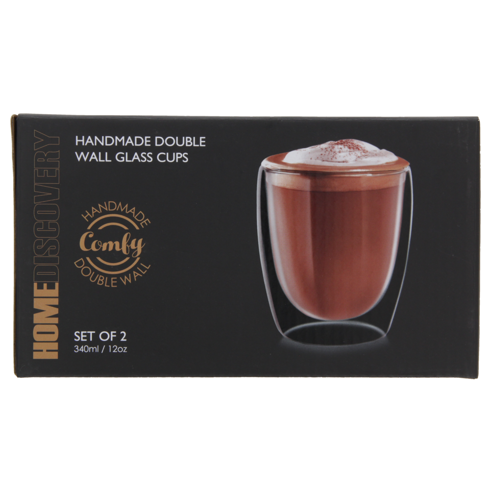 Aquach Double Wall Glass Coffee Mug 12 oz, Large Clear Glass Cup