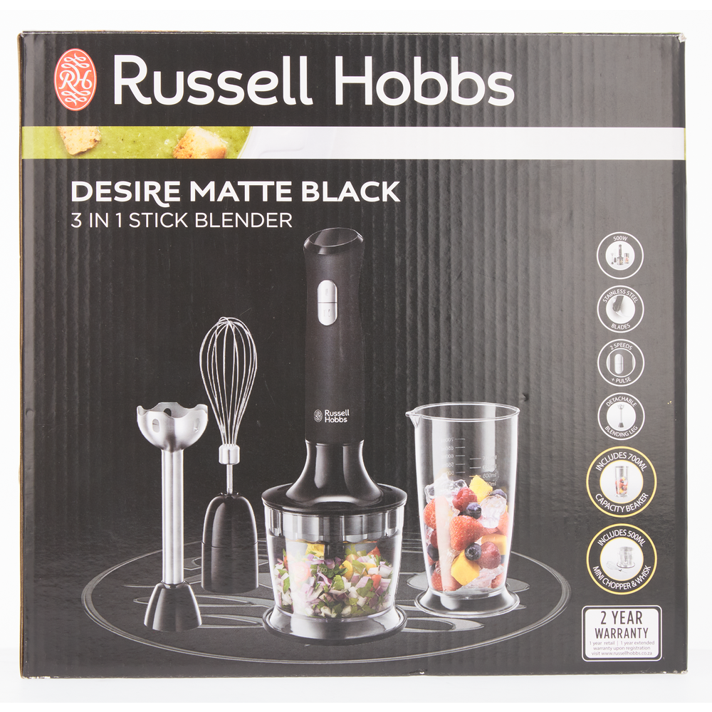 Russell Hobbs Desire Matte Black 3 in 1 Hand Blender 