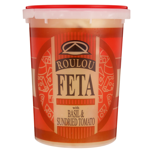 Roulou Feta Cheese Flavoured With Basil & Sundried Tomato 400g